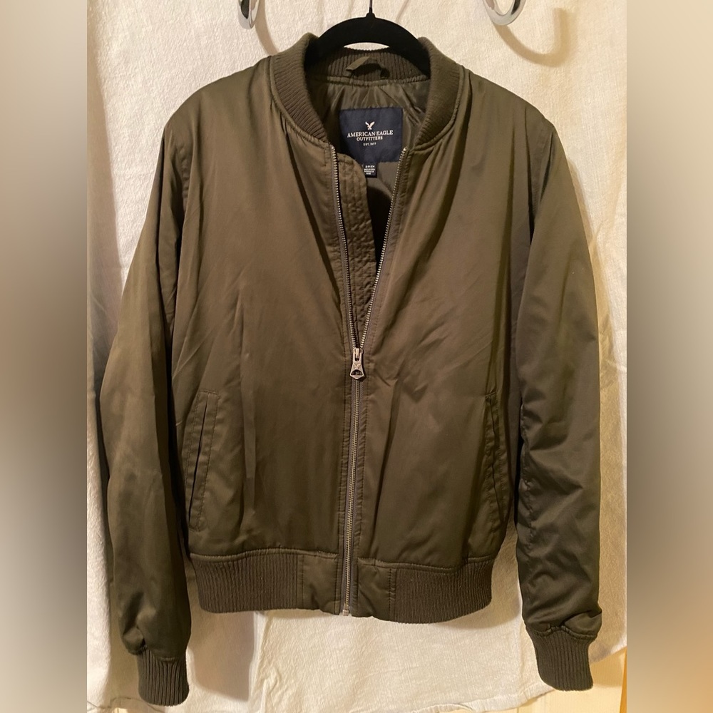 Authentic American Eagle Olive Green Bomber Jacket Size S